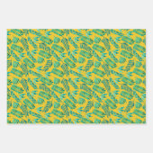 Elegant Gold Blauwgroen Foliage Leaf Pattern Inpakpapier Vel (Voorkant 2)