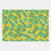 Elegant Gold Blauwgroen Foliage Leaf Pattern Inpakpapier Vel (Voorkant)