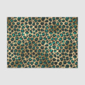 Elegant Gold Blauwgroen Leopard Animal Print Tissuepapier (Voorkant)