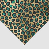 Elegant Gold Blauwgroen Leopard Animal Print Tissuepapier (Detail)
