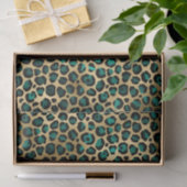 Elegant Gold Blauwgroen Leopard Animal Print Tissuepapier (Geschenk)
