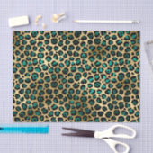 Elegant Gold Blauwgroen Leopard Animal Print Tissuepapier (Craft)