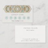 Elegant  Gold Blauwgroen Mandala 6 Punch Loyalty Visitekaartje (Voorkant / Achterkant)