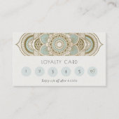 Elegant  Gold Blauwgroen Mandala 6 Punch Loyalty Visitekaartje (Voorkant)