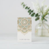 Elegant  Gold Blauwgroen Mandala Gift Certificate Visitekaartje (Staand voorkant)