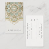 Elegant  Gold Blauwgroen Mandala Gift Certificate Visitekaartje (Voorkant / Achterkant)