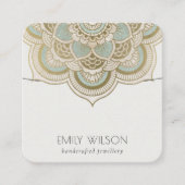 Elegant  Gold Blauwgroen Mandala Ketting Display Vierkante Visitekaartje (Voorkant)