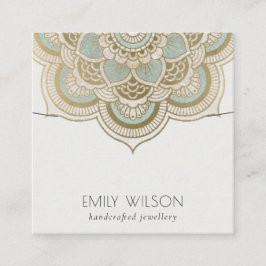 Elegant  Gold Blauwgroen Mandala Ketting Display Vierkante Visitekaartje