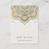 Elegant  Gold Blauwgroen Mandala Ketting Display Visitekaartje (Voorkant)