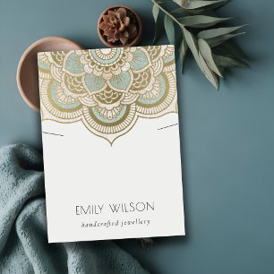 Elegant Gold Blauwgroen Mandala Ketting Display Visitekaartje