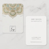 Elegant  Gold Blauwgroen Mandala Ketting Display Visitekaartje (Voorkant / Achterkant)