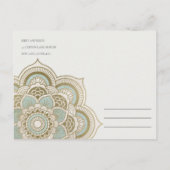 Elegant Gold Blauwgroen Mandala Opslaan datum Briefkaart (Achterkant)