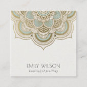 Elegant  Gold Blauwgroen Mandala Veroorbaar beelds Vierkante Visitekaartje (Voorkant)