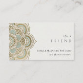 Elegant  Gold Blauwgroen Mandala Verwijs een vrien Visitekaartje (Voorkant)