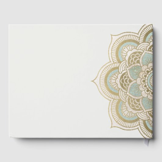 Elegant  Gold Blauwgroen Mandala Wedding Gastenboek (Achterkant)