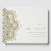 Elegant  Gold Blauwgroen Mandala Wedding Gastenboek (Voorkant)