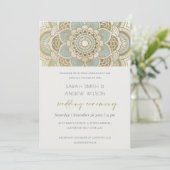 Elegant  Gold Blauwgroen Mandala Wedding Invite Bedankkaart (Staand voorkant)
