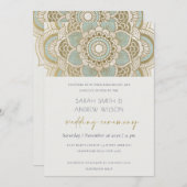 Elegant  Gold Blauwgroen Mandala Wedding Invite Bedankkaart (Voorkant / Achterkant)