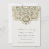 Elegant Gold Blauwgroen Mandala Wedding Invite Bedankkaart (Voorkant)