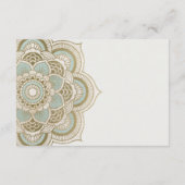 Elegant  Gold Blauwgroen Mandala Wedding Reception Informatiekaartje (Achterkant)
