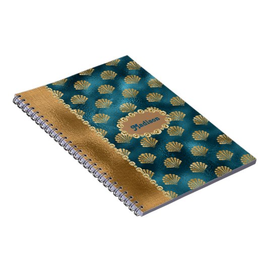 Elegant Gold Blauwgroen metalen schappen Persoonli Notitieboek (Rechterzijde)