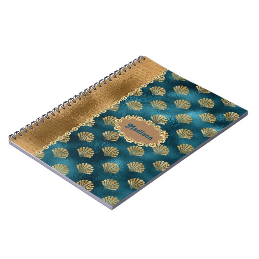 Elegant Gold Blauwgroen metalen schappen Persoonli Notitieboek (Linkerzijde)