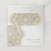 Elegant  Gold Blauwgroen Turquoise Mandala Wedding Plaatskaartje (Buitenkant ongevouwen)