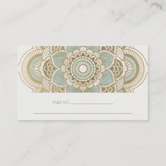 Elegant  Gold Blauwgroen Turquoise Mandala Wedding Plaatskaartje (Achterkant)