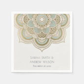 Elegant Gold Blauwgroen Turquoise Mandala Wedding Servet (Voorkant)