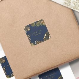 Elegant Gold Blue 50 Fabulous Dank u Vierkante Sticker