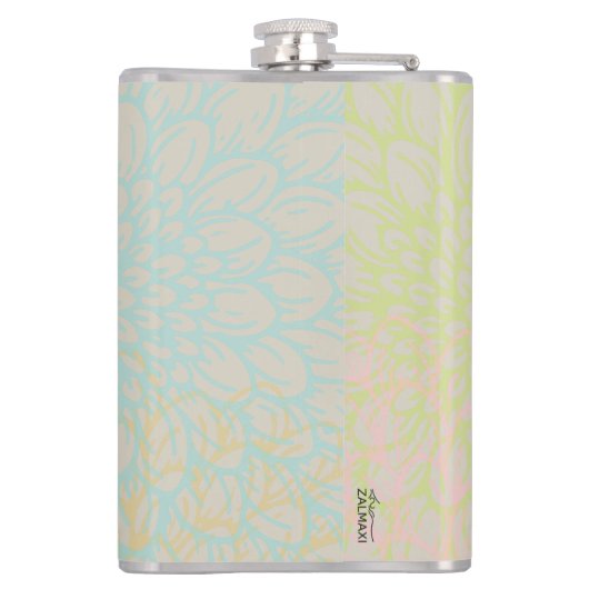 Elegant Gold Blue Abstract Floral Heupfles (Achterkant)