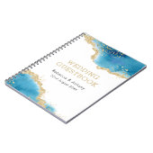Elegant Gold Blue Abstract Ocean Wedding Guestbook Notitieboek (Linkerzijde)