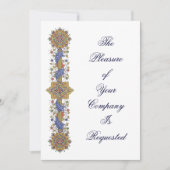 Elegant Gold & Blue Antiek Art - Aangepaste uitnod Kaart (Voorkant)