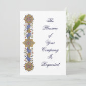 Elegant Gold & Blue Antiek Art - Aangepaste uitnod Kaart (Staand voorkant)