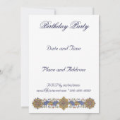 Elegant Gold & Blue Antiek Art - Aangepaste uitnod Kaart (Achterkant)