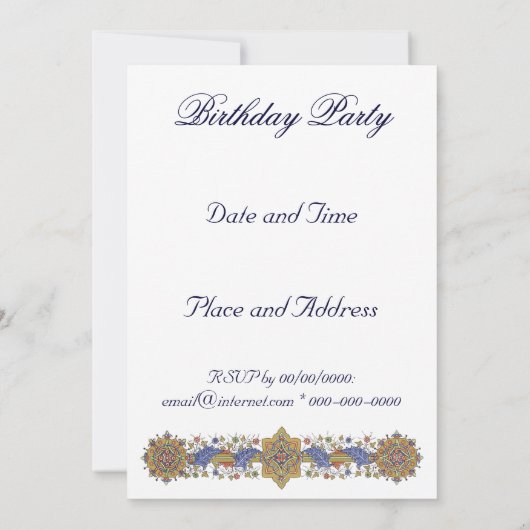 Elegant Gold & Blue Antiek Art - Aangepaste uitnod Kaart (Achterkant)