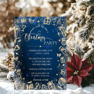 Elegant Gold Blue Company Kerstfeest Kaart