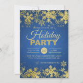 Elegant Gold & Blue Corporate Kerstparty Kaart (Voorkant)