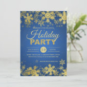 Elegant Gold & Blue Corporate Kerstparty Kaart (Staand voorkant)