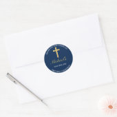 Elegant Gold Blue Cross First Community Hartelijk  Ronde Sticker (Envelop)
