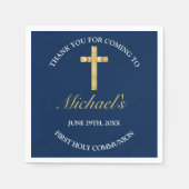 Elegant Gold Blue Cross First Community Reception Servet (Voorkant)