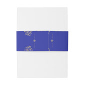 Elegant Gold & Blue Damask bruiloft Belly Band Uitnodigingen Wikkel (Achterkant Voorbeeld)