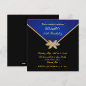 Elegant Gold Blue Dames op zaterdag Kaart (Voorkant / Achterkant)