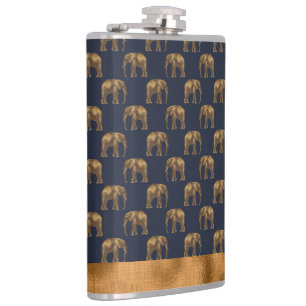 Elegant Gold Blue Elephant Chic  Heupfles