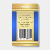 Elegant Gold Blue Employee Photo ID Badge (Achterkant)