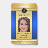 Elegant Gold Blue Employee Photo ID Badge (Voorzijde)