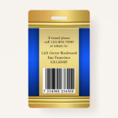 Elegant Gold Blue Employee Photo ID Badge (Achterkant)