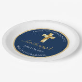 Elegant Gold Blue First Heilige Communie Hartelijk Papieren Bordje (Gekanteld)