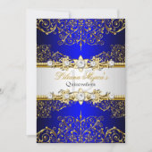 Elegant Gold Blue  Glamor Quinceanera Kaart (Voorkant)