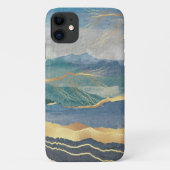 Elegant Gold Blue Landscape Art Case-Mate iPhone Case (Achterkant)
